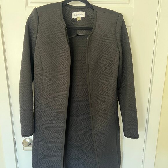 EUC - Calvin Klein - L - Black Long Coat/Overcoat - Picture 1 of 3